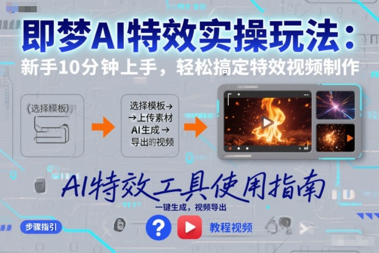 即梦AI特效实操玩法：新手10分钟上手，轻松搞定特效视频制作-鸿雁学习网