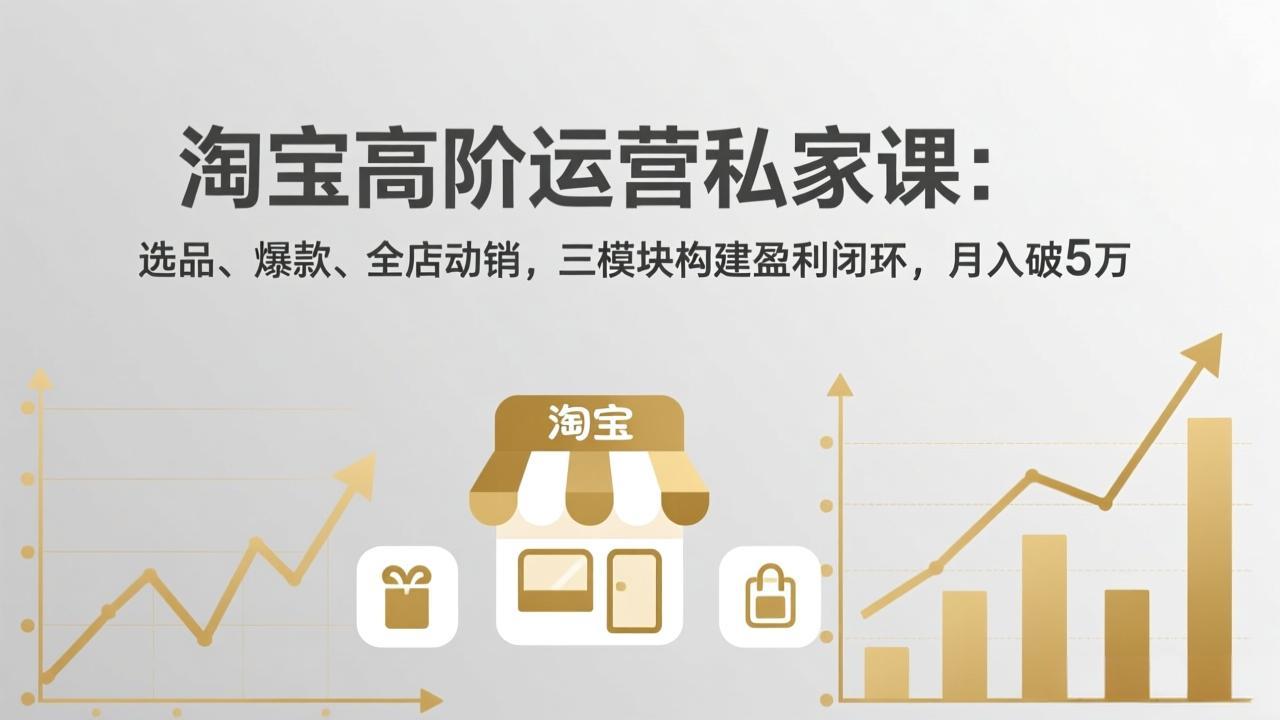 淘宝高阶运营私家课：选品、爆款、全店动销，三模块构建盈利闭环，月入破5万(更新26年2月-鸿雁学习网