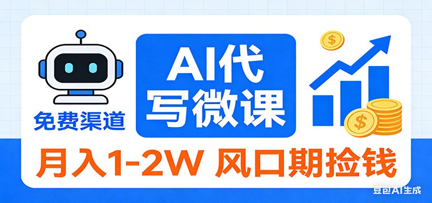 2026告别打工！AI 代写微课，提供免费渠道，月入 1-2W 风口期捡钱-鸿雁学习网