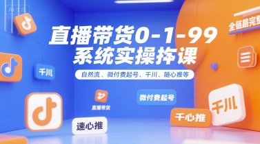 全域直播带货0~1~99系统实操课,自然流、微付费起号、千川、随心推等,直播带货全链路完整逻辑-鸿雁学习网
