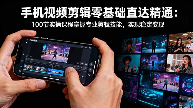 手机视频剪辑零基础直达精通：100节实操课程掌握专业剪辑技能，实现稳…-鸿雁学习网