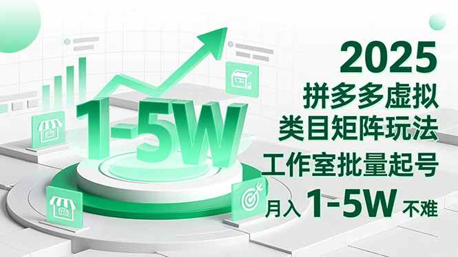 （16548期）2025 拼多多虚拟类目矩阵玩法，工作室批量起号，月入 1-5W 不难-鸿雁学习网
