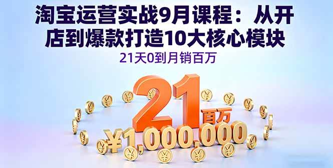 （16101期）淘宝运营实战9月课程：从开店到爆款打造10大核心模块，21天0到月销百万-鸿雁学习网