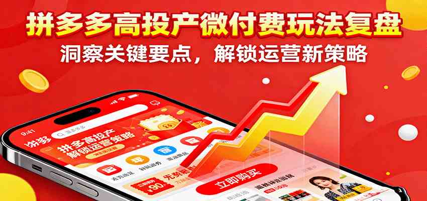 拼多多高投产微付费玩法复盘，洞察关键要点，解锁运营新策略-鸿雁学习网