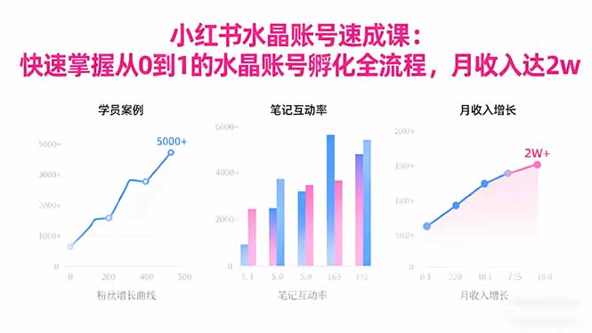 2025小红书水晶账号速成课：快速掌握从0-1水晶账号孵化全流程，月收入达2w-鸿雁学习网