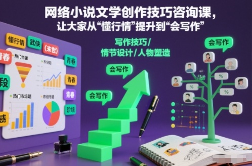网络小说文学创作技巧咨询课，让大家从“懂行情”提升到”会写作”的高度-鸿雁学习网