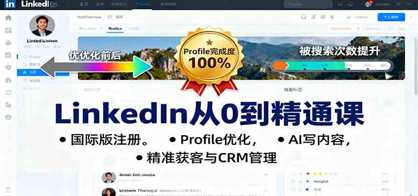 LinkedIn从0到精通课:国际版注册,Profile优化,AI写内容,精准获客与CRM管理-鸿雁学习网