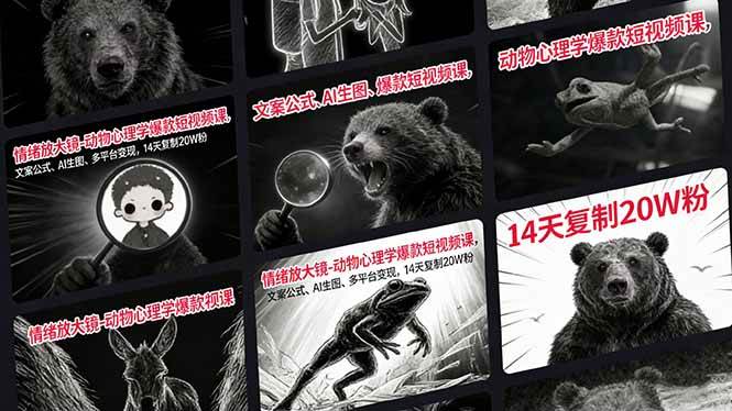 (17376期)情绪放大镜-动物心理学爆款短视频课,文案公式、AI生图、多平台变现,14天复制20W粉-鸿雁学习网
