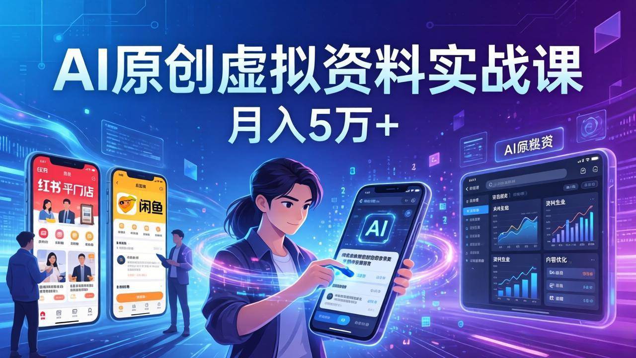 （17657期）AI原创虚拟资料实战课：2026新机会，小红书闲鱼开店，普通人用AI轻松变现，月入5万+-鸿雁学习网
