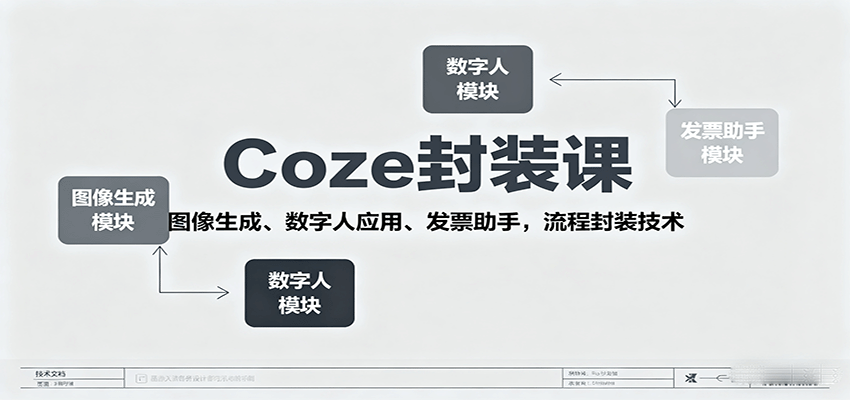Coze封装课,图像生成、数字人应用、发票助手,流程封装技术-鸿雁学习网