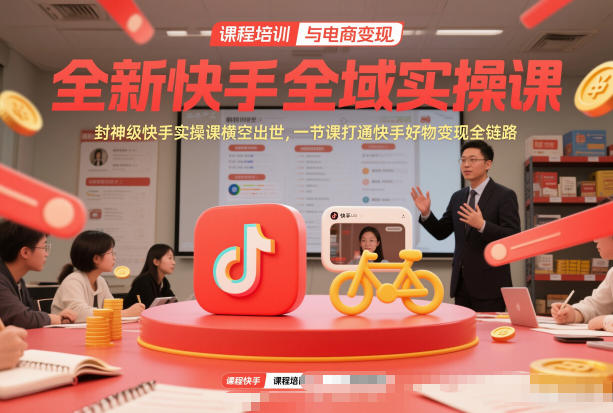 全新快手全域实操课，封神级快手实操课横空出世，一节课打通快手好物变现全链路-鸿雁学习网