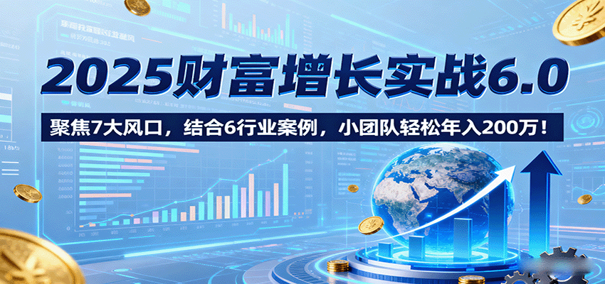 2025财富增长实战6.0，聚焦7大风口，结合6行业案例，小团队轻松年入200万！-鸿雁学习网