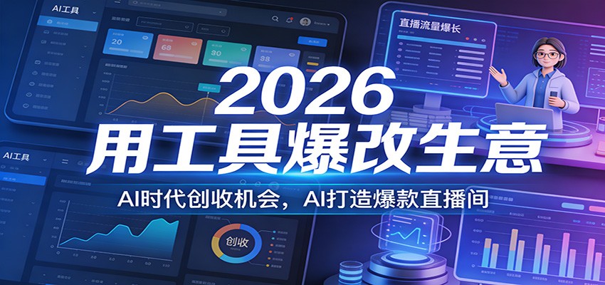2026用工具爆改生意，AI时代创收机会，AI打造爆款直播间-鸿雁学习网