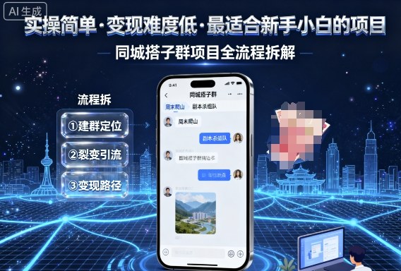 实操简单，变现难度低，最适合新手小白做的项目，每天轻松收入3张，同城搭子群项目全流程拆解-鸿雁学习网