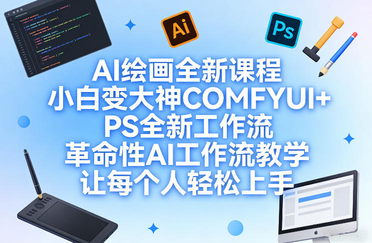 AI绘画全新课程，小白变大神COMFYUI+PS全新工作流，革命性AI工作流教学，让每个人轻松上手-鸿雁学习网