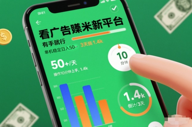 看广告賺米新平台，有手就行，单机稳定日入50+，操作10分钟上手，3天搞了1.4k【揭秘】-鸿雁学习网