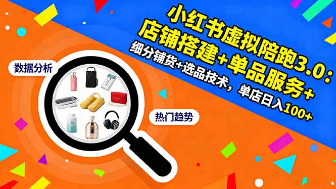 小红书虚拟陪跑3.0：店铺搭建+单品服务+细分铺货+选品技术，单店日入100+-鸿雁学习网