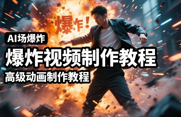 AI场景爆炸视频制作教程，利用人物实拍视频制作出高级的动画特效-鸿雁学习网