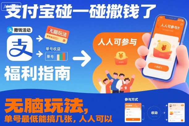 支付宝碰一碰撒钱了，无脑玩法，单号最低能搞几张，人人可以撸【揭秘】-鸿雁学习网