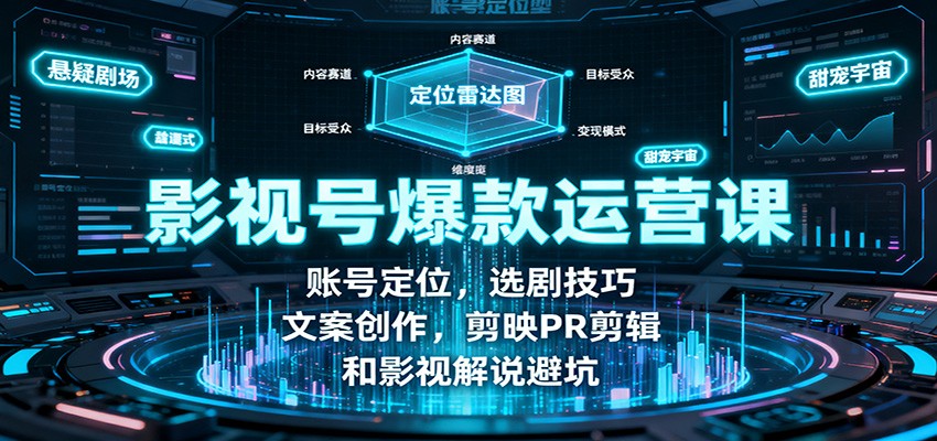 影视号爆款运营课:账号定位,选剧技巧,文案创作,剪映PR剪辑和影视解说避坑-鸿雁学习网
