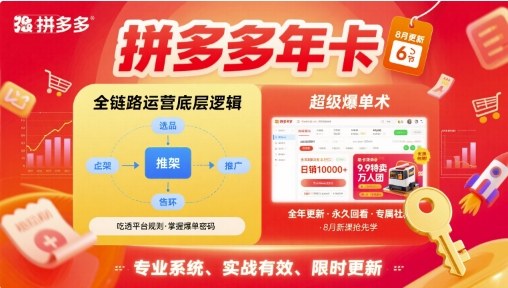 拼多多年卡，拼多多全链路运营底层逻辑，超级爆单术【更新12月】-鸿雁学习网