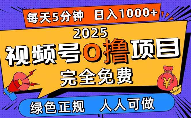 (16388期)2025视频号0撸项目,5分钟一个号,日入1000+,人人可做-鸿雁学习网
