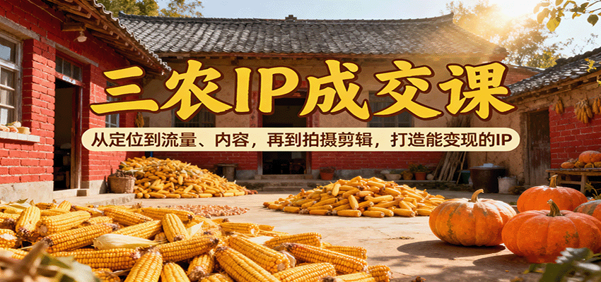 三农IP成交课：从定位到流量、内容，再到拍摄剪辑，打造能变现的IP-鸿雁学习网