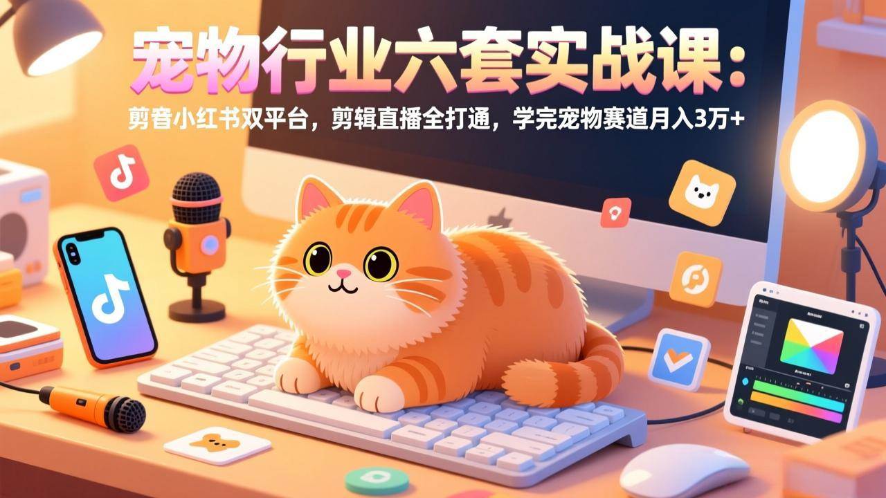 （17411期）宠物行业六套实战课：抖音小红书双平台，剪辑直播全打通，学完宠物赛道月入3万+-鸿雁学习网