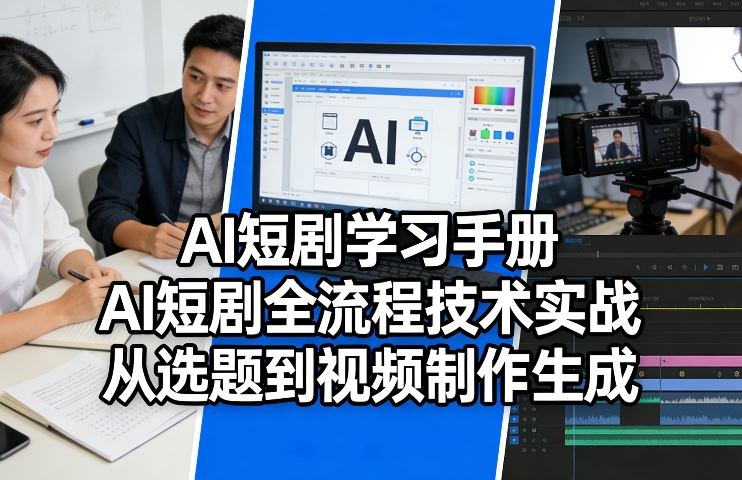 AI短剧学习手册，AI短剧全流程技术实战，从选题到视频制作生成-鸿雁学习网