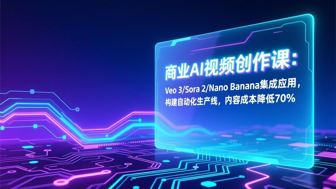 商业AI视频创作课：Veo 3/Sora 2/Nano Banana集成应用，构建自动化生产线，内容成本降低70%-鸿雁学习网