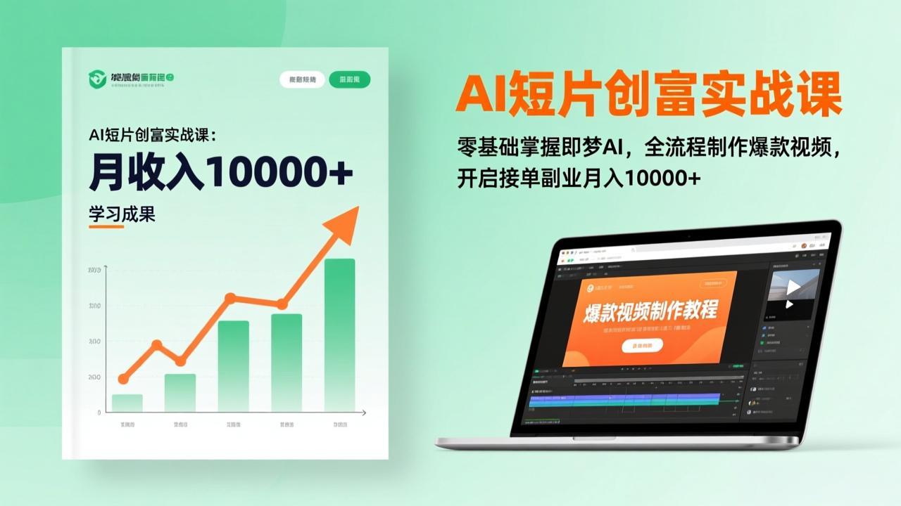 AI短片创富实战课：零基础掌握即梦AI，全流程制作爆款视频，开启接单副业月入10000+(更新-鸿雁学习网