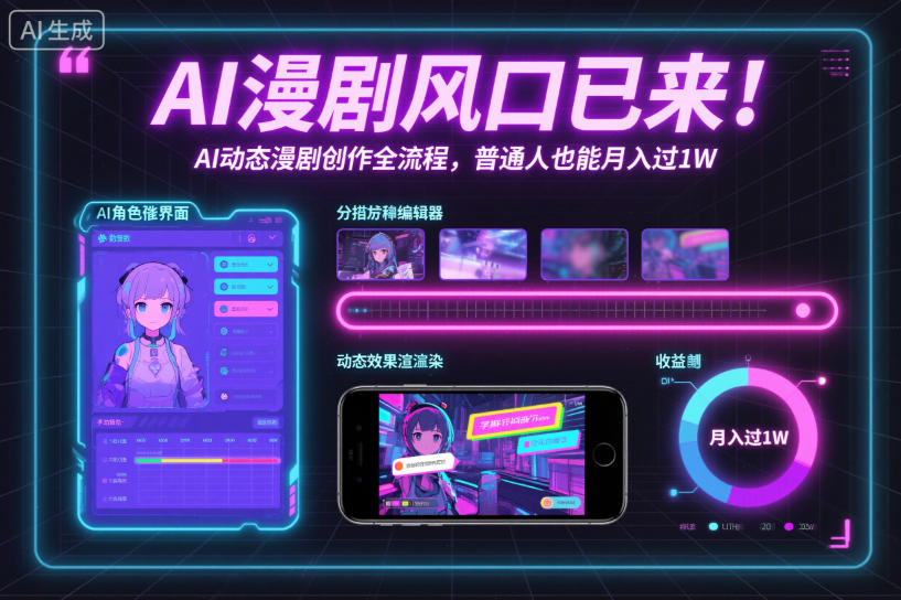 AI漫剧风口已来！AI动态漫剧创作全流程，普通人也能月入过1W-鸿雁学习网