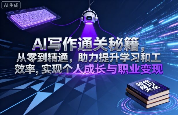 AI写作通关秘籍，从零到精通，助力提升学习和工作效率，实现个人成长与职业变现-鸿雁学习网