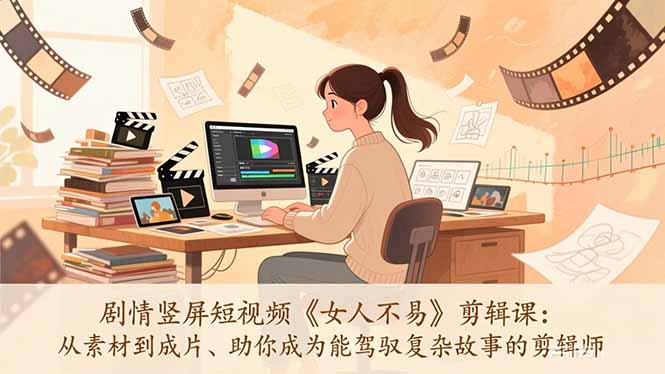 剧情竖屏短视频《女人不易》剪辑课:从素材到成片、助你成为能驾驭复杂故事的剪辑师 剧情竖屏短视频《女人不易》剪辑课:从素材到成片、助你成为能驾驭复杂故事的剪辑师