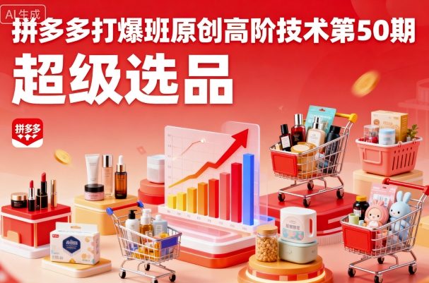 拼多多打爆班原创高阶技术第50期，超级选品-鸿雁学习网
