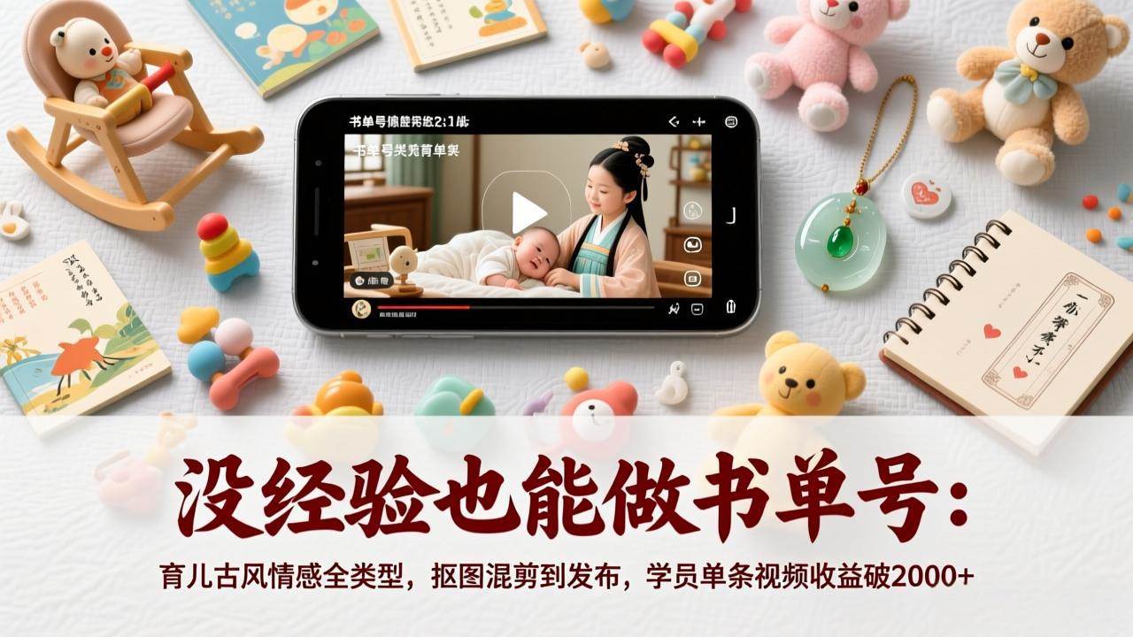 （17389期）没经验也能做书单号：育儿古风情感全类型，抠图混剪到发布，学员单条视频收益破2000+-鸿雁学习网