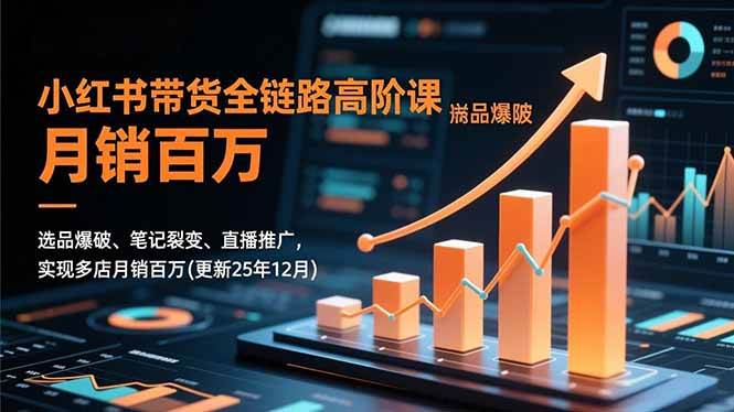 （16842期）小红书带货全链路高阶课，选品爆破、笔记裂变、直播推广，实现多店月销百万(更新25年12月)-鸿雁学习网