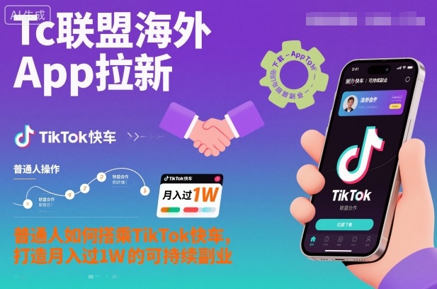 Tc联盟海外App拉新：普通人如何搭乘TikTok快车，打造月入过1W的可持续副业-鸿雁学习网
