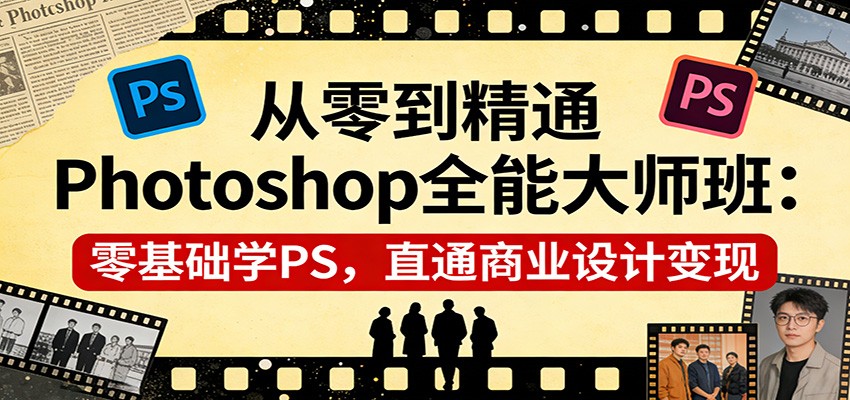 从零到精通Photoshop全能大师班：零基础学PS，直通商业设计变现-鸿雁学习网