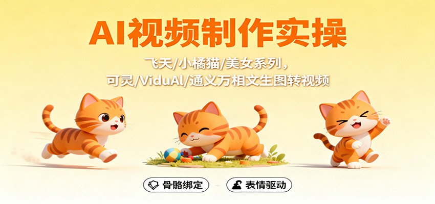 AI视频制作实操，飞天/小橘猫/美女系列，可灵/ViduAl/通义万相文生图转视频-鸿雁学习网