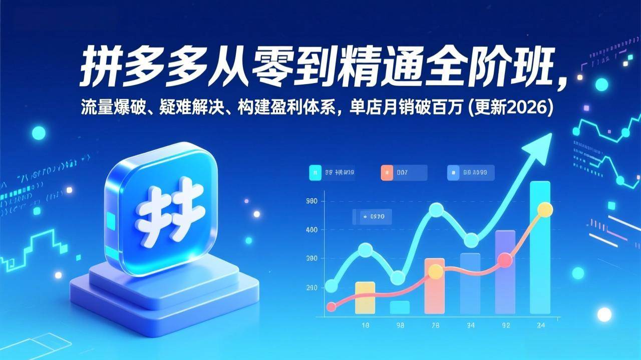 （17148期）拼多多从零到精通全阶班，流量爆破、疑难解决，构建盈利体系，单店月销破百万(更新2026)-鸿雁学习网