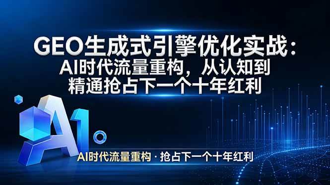 （17708期）GEO 生成式引擎优化实战：AI时代流量重构，从认知到精通抢占下一个十年红利-鸿雁学习网