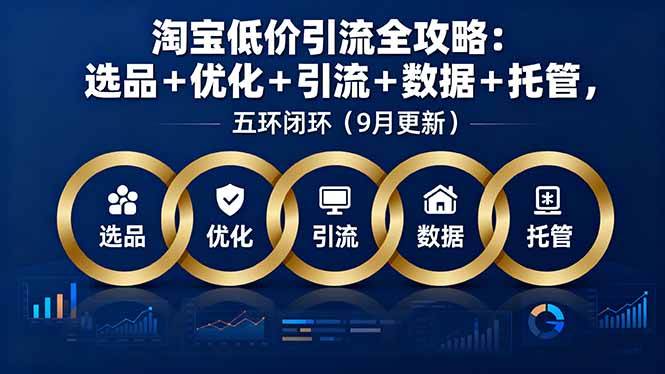 （16009期）淘宝低价引流全攻略：选品＋优化＋引流＋数据＋托管，五环闭环（9月更新）-鸿雁学习网