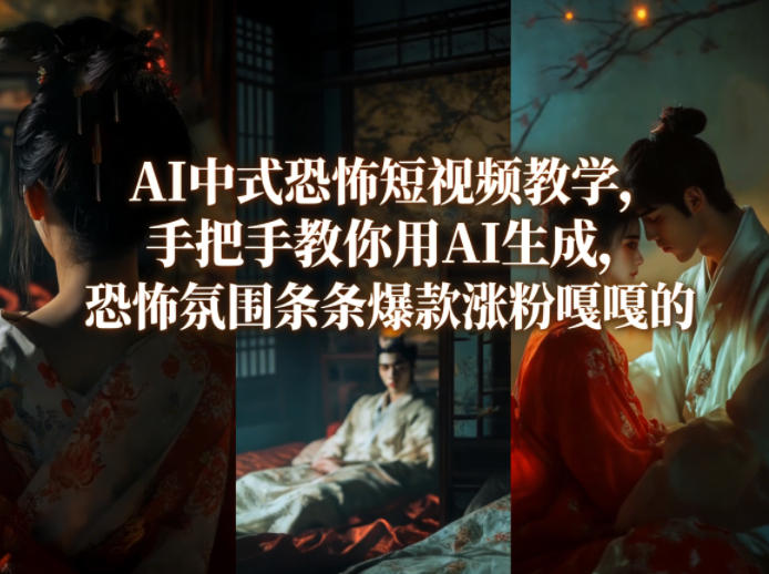 AI中式恐怖短视频教学，手把手教你用AI生成，恐怖氛围条条爆款涨粉嘎嘎的-鸿雁学习网