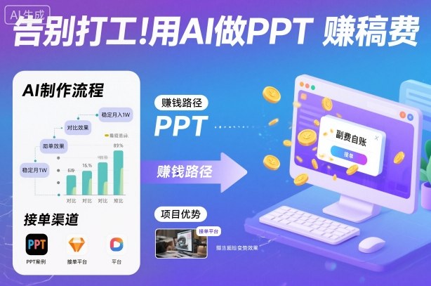 告别打工！用AI做PPT賺稿费，稳定月入1W，提供接单渠道-鸿雁学习网