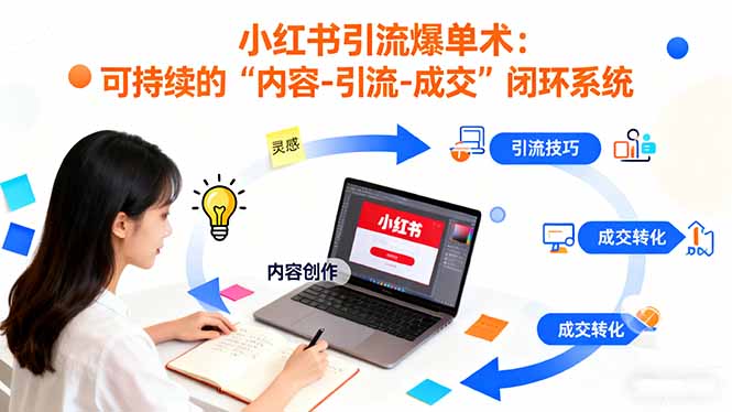 小红书引流爆单术：构建一套低成本 可持续的“内容-引流-成交”闭环系统-鸿雁学习网