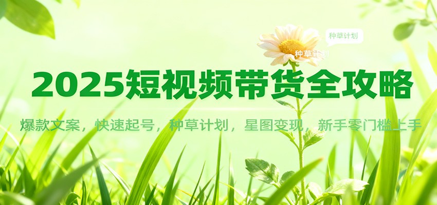 2025短视频带货全攻略：爆款文案，快速起号，种草计划，星图变现，新手零门槛上手-鸿雁学习网