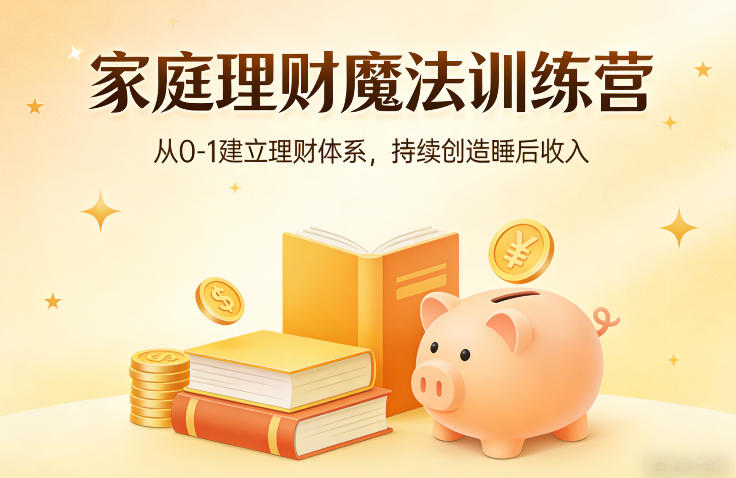 家庭理财魔法训练营，从0-1建立理财体系，持续创造睡后收入-鸿雁学习网