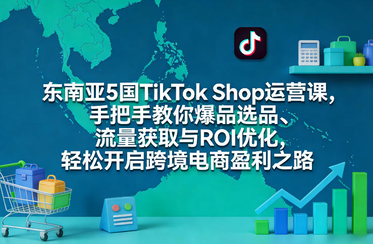 东南亚5国TikTok Shop运营课，手把手教你爆品选品、流量获取与ROI优化，轻松开启跨境电商盈利之路-鸿雁学习网