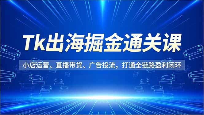 Tk出海掘金通关课，小店运营、直播带货、广告投流，打通全链路盈利闭环-鸿雁学习网